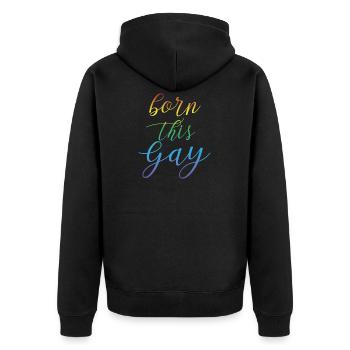 LGBT T-Shirt - Homosexuell - Gay - Lesbisch - CSD - Unisex Premium Bio Zip Hoodie - Schwarz - Hinten - Nico (187cm)