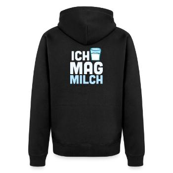 J'aime le lait - le verre de lait - Veste à capuche bio Premium Unisexe - noir - Dos - Nico (187cm)