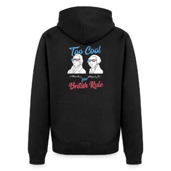Zu cool für britische Regel Geschenk - Unisex Premium Bio Zip Hoodie - Schwarz - Hinten - Nico (187cm)