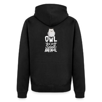 Cute Owl Is My Spirit Animal Cool Quote T Shirt - Unisex Premium Organic Zip Hoodie - black - Back - Nico (187cm)