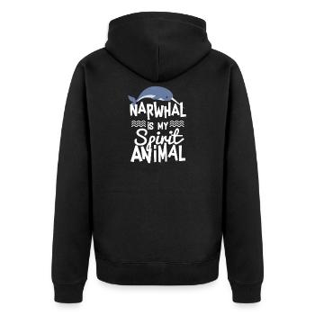 Le narval mignon est mon animal T-shirt d'esprit - Veste à capuche bio Premium Unisexe - noir - Dos - Nico (187cm)