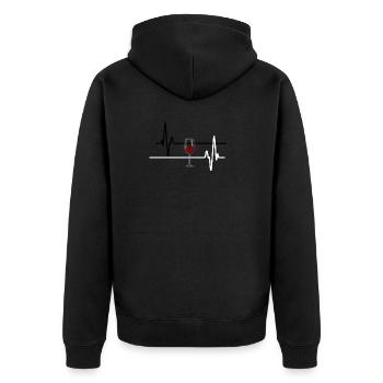 Wein Wein Wein Herzschlag Herz - Unisex Premium Bio Zip Hoodie - Schwarz - Hinten - Nico (187cm)