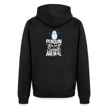 Cute Penguin is My Spirit Animal Funny T-shirt - Unisex Premium Organic Zip Hoodie - black - Back - Nico (187cm)