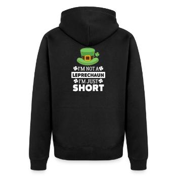 Cool, ich bin kein Kobold, ich bin nur kurz T-Shirt - Unisex Premium Bio Zip Hoodie - Schwarz - Hinten - Nico (187cm)