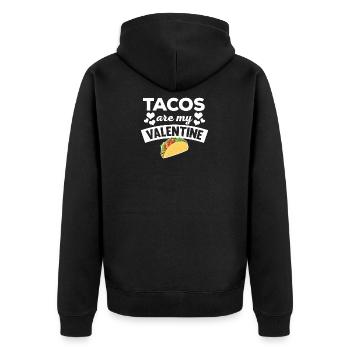 Lustige Tacos sind mein Valentinsgruß-T-Shirt - Unisex Premium Bio Zip Hoodie - Schwarz - Hinten - Nico (187cm)
