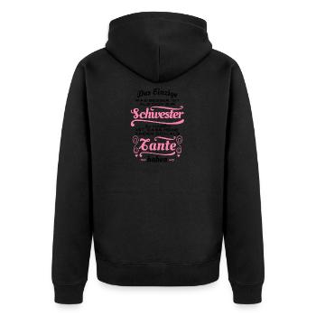 Tolle Schwester, tolle Tante - Geschenk - Unisex Premium Bio Zip Hoodie - Schwarz - Hinten - Nico (187cm)