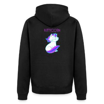 Kittycorn - Katze Horn - Kätzchen - Unisex Premium Bio Zip Hoodie - Schwarz - Hinten - Nico (187cm)