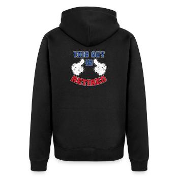 This Guy Is Retired - Unisex Premium Organic Zip Hoodie - black - Back - Nico (187cm)