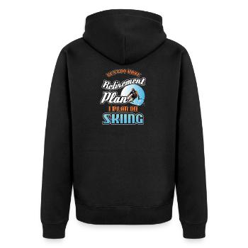 Retirement Plan On Skiing - Unisex Premium Organic Zip Hoodie - black - Back - Nico (187cm)