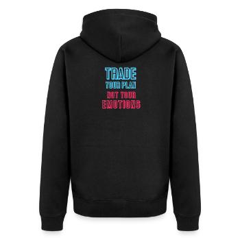 Trade your plan - Unisex Premium Organic Zip Hoodie - black - Back - Nico (187cm)