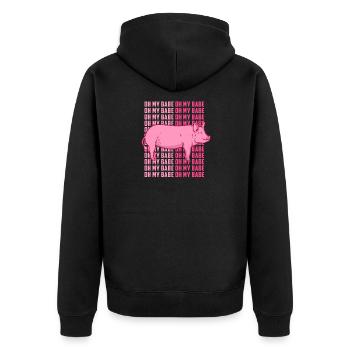 Cochon - Oh miel - idée cadeau - Veste à capuche bio Premium Unisexe - noir - Dos - Nico (187cm)