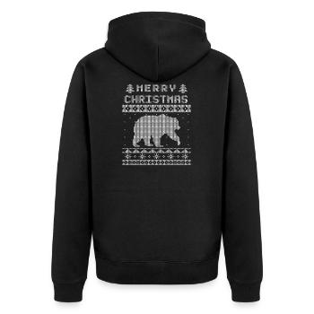 Ugly Christmas Bear Edition - Unisex Premium Bio Zip Hoodie - Schwarz - Hinten - Nico (187cm)