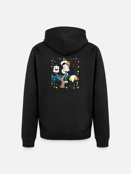 Happy Camper Marshmallow Campfire Gift Shirt - Unisex Premium Organic Zip Hoodie - black