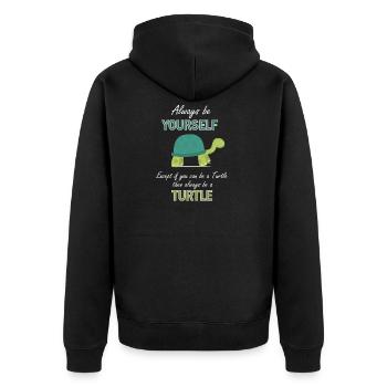 Schildkröte Motivation lustiger Spruch Geschenk - Unisex Premium Bio Zip Hoodie - Schwarz - Hinten - Nico (187cm)