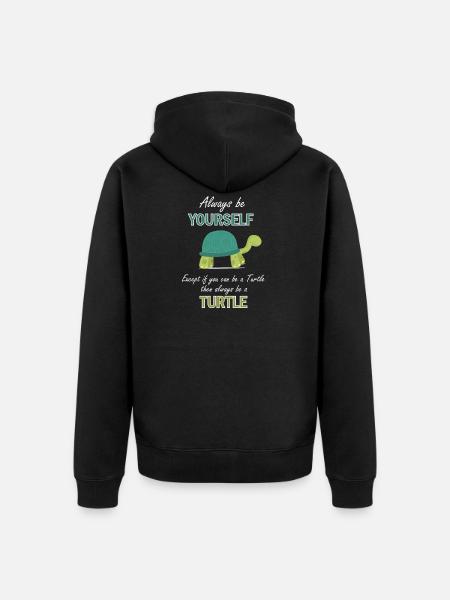 Turtle motivation funny saying gift - Unisex Premium Organic Zip Hoodie - black