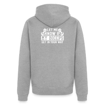 Fitness Gym - Veste à capuche bio Premium Unisexe - gris chiné - Dos - Nico (187cm)