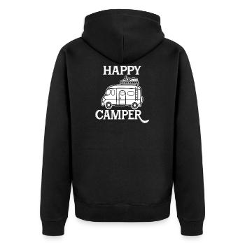 Happy Camper - Unisex Premium Bio Zip Hoodie - Schwarz - Hinten - Nico (187cm)