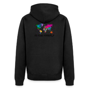 Go find yourself - Unisex Premium Bio Zip Hoodie - Schwarz - Hinten - Nico (187cm)