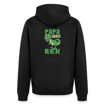 Papasaurus Rex Dinosaur T-Rex Dad Gift - Unisex Premium Organic Zip Hoodie - black - Back - Nico (187cm)
