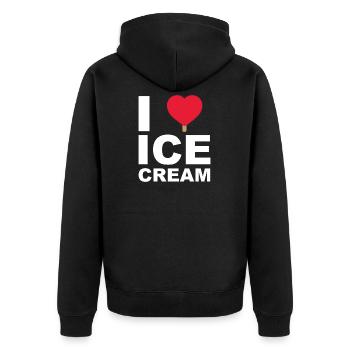 I Love Ice Cream - Unisex Premium Bio Zip Hoodie - Schwarz - Hinten - Nico (187cm)