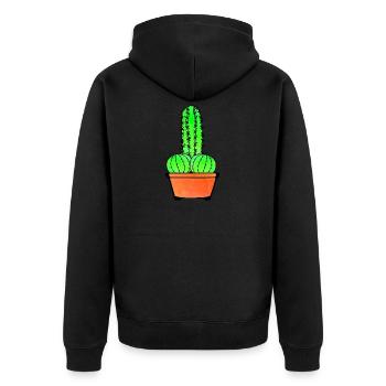 Provocative Cactus and Aloe - Unisex Premium Organic Zip Hoodie - black - Back - Nico (187cm)