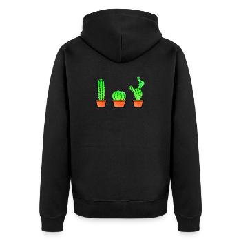 Three Types Of Cacti Watercolor Cactus - Unisex Premium Bio Zip Hoodie - Schwarz - Hinten - Nico (187cm)