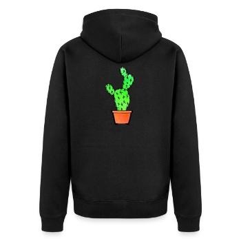 Watercolor Cactus - Unisex Premium Bio Zip Hoodie - Schwarz - Hinten - Nico (187cm)