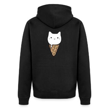 Cute Cat Ice-Cream - Unisex Premium Bio Zip Hoodie - Schwarz - Hinten - Nico (187cm)