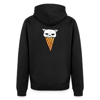 Cat Icecream - Unisex Premium Bio Zip Hoodie - Schwarz - Hinten - Nico (187cm)
