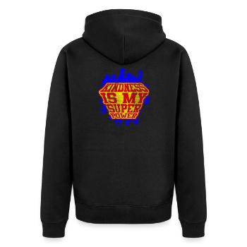 Kindness Is My Superpower Spread Peace - Unisex Premium Organic Zip Hoodie - black - Back - Nico (187cm)