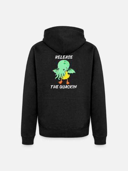 Release the Quackin Kraken Cthulhu duck duck - Unisex Premium Organic Zip Hoodie - black