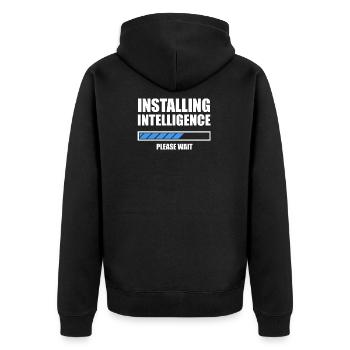 Installing Intelligence N - Unisex Premium Bio Zip Hoodie - Schwarz - Hinten - Nico (187cm)