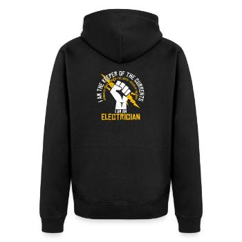 Elektriker - Unisex Premium Bio Zip Hoodie - Schwarz - Hinten - Nico (187cm)