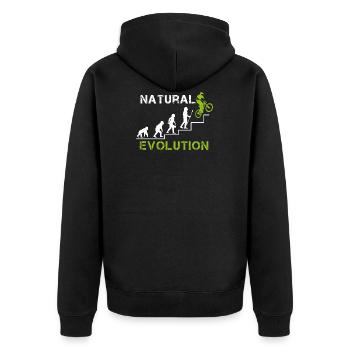 Downhill Evolution - Unisex Premium Organic Zip Hoodie - black - Back - Nico (187cm)