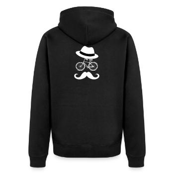 Hipster Bicycle mit Schnurrbart und Hut - Unisex Premium Bio Zip Hoodie - Schwarz - Hinten - Nico (187cm)