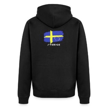 Drapeau du drapeau de la Suède avec la police de coeur - Veste à capuche bio Premium Unisexe - noir - Dos - Nico (187cm)