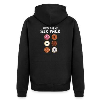 Funny Check out my six pack T-Shirt - Unisex Premium Organic Zip Hoodie - black - Back - Nico (187cm)
