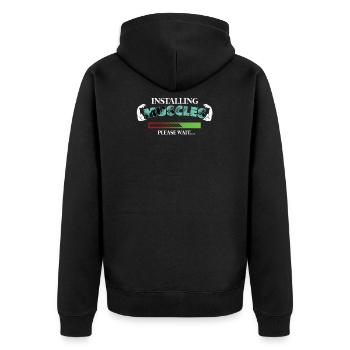 Fitness Gym Workout Pumps Weightlifting Training - Unisex Premium Organic Zip Hoodie - black - Back - Nico (187cm)