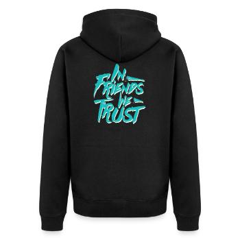In Friends We Trust, typography - Unisex Premium Organic Zip Hoodie - black - Back - Nico (187cm)