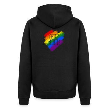 Fierté gay, fierté, arc-en-ciel, arc-en-ciel, cadeau - Veste à capuche bio Premium Unisexe - noir - Dos - Nico (187cm)