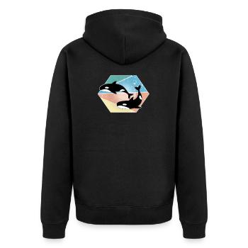 Wal - Unisex Premium Bio Zip Hoodie - Schwarz - Hinten - Nico (187cm)
