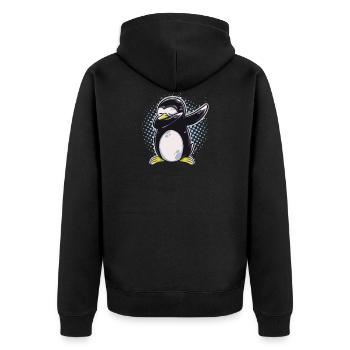 Pinguin Dabbing dab Tanz Geschenk Geburtstag - Unisex Premium Bio Zip Hoodie - Schwarz - Hinten - Nico (187cm)