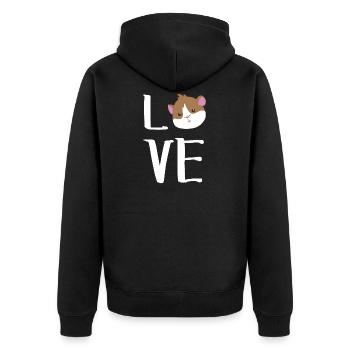 Meerschwein - Meerschweinchen - Liebe - Unisex Premium Bio Zip Hoodie - Schwarz - Hinten - Nico (187cm)