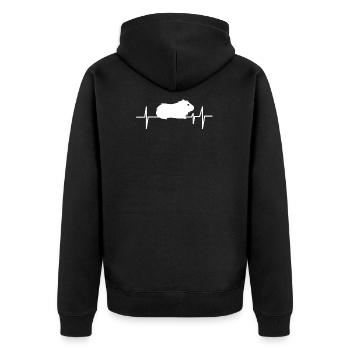 Meerschwein - Meerschweinchen - Herzschlag - Unisex Premium Bio Zip Hoodie - Schwarz - Hinten - Nico (187cm)