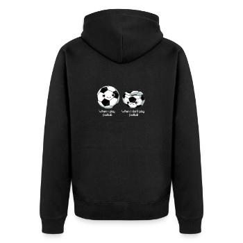 Soccer T Shirt Funny Gift - Unisex Premium Organic Zip Hoodie - black - Back - Nico (187cm)