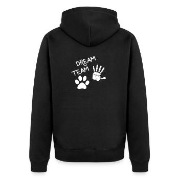 Dream Team Hund Hündin Gassi gehen Wau Wau - Unisex Premium Bio Zip Hoodie - Schwarz - Hinten - Nico (187cm)