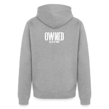 OWNED BDSM SLAVE Sub Devotion Bondage - Unisex Premium Bio Zip Hoodie - Grau meliert - Hinten - Nico (187cm)