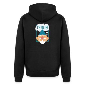 Spruch Geschenk Kobold Zwerg Fantasie Märchen Kind - Unisex Premium Bio Zip Hoodie - Schwarz - Hinten - Nico (187cm)
