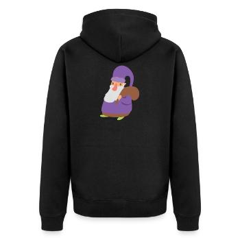 Gnome Gift Sack Dwarf Goblin Fairy Tale Fantasy - Unisex Premium Organic Zip Hoodie - black - Back - Nico (187cm)