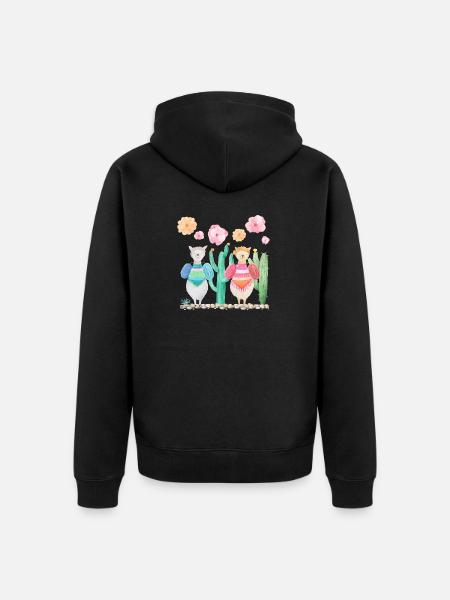 Lama Walk - Unisex Premium Organic Zip Hoodie - black